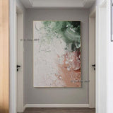 Hand Painted Green and Pink Abstract Minimalist Modern On Canvas Decorative