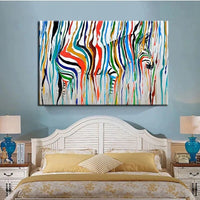 Hand Painted Oil Painting Fashion Modern Abstract Animals Zebra Poster On Canvas Wall Art