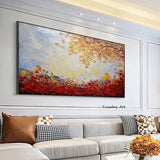 Hand Painted Abstract Oil Painting On Canvas Modern Landscape Knife Flower Trees