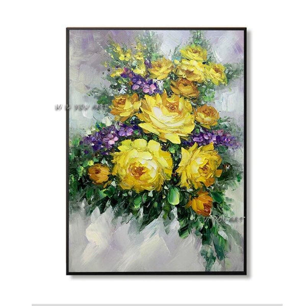 Hand Painted Texture Thick Flower Modern Canvas Hand Painted Salon