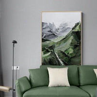 Hand Painted Canvas Painting Painting Decor Abstract Painting Green Mountain