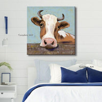 Wall Art Cow Hand Painted Animal Canvas Painting Mural Abstract Painting Modern Poster