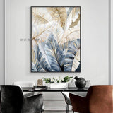 Hand Painted Abstract Gray Leaves Painting Decorative On Canvas Modern Plant Wall Art For