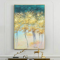 Hand Painted Abstract Trees Oil Painting On Canvas Hand Painted Beautiful Colors Abstract Landscape Room Living