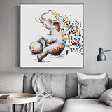 Hand Painted Cute Animal Funny Cute Pig Elephant Canvas Oil Painting For Kid Room As