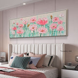 Hand Painted Knife Pink Flowers Oil Painting On Canvas Palette 3D Painting Modern Abstract Art