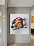 Hand Painted Modern Fashion Pop Art Dog Animal Canvas Painting Bedroom