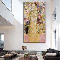 Hand Painted Classic Gustav Klimt Tear Portrait of Maria Munk 1918 Abstract Oil Painting Wall Art Room Decor