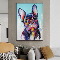 Modern Dog Oil Painting Hand Painted Cute Animal Canvas Bulldog