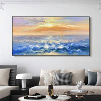 The Sea And Sky Landscape Hand Painted Beautiful Abstract Oil Paintings On Canvas Modern Decors