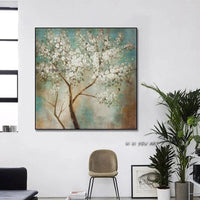 Abstract Blue Sky Flower Tree Hand Painted Modern Simplicity Canvas Wall Art Hand Painted Painting for Home Wall Decor