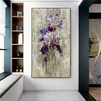 Hand Painted Abstract Wall Art Modern Minimalist Flowers Canvas For Living