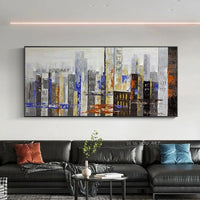 Modern City Hand Painted High-Rise Buildings home Decoration Modern Style oil painting Wall Art painting Office wall Decorations