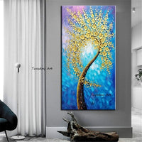 Hand Painted Knife Flower Tree Oil Painting Abstract Modern On Canvas