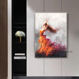 Hand Painted Dancing Girl Abstract Oil Painting Wall Art Modern As