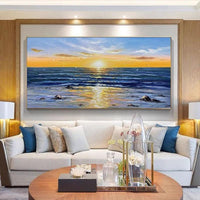 Abstract Sunrise Seascape Oil Painting on Canvas Hand Painted Modern Arts