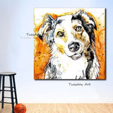 Hand Painted Oil Painting Animals Dog Abstract Modern Street Art Canvas Art Decorative Paintings Fors Decor