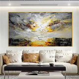 Modern Oil painting Hand Painted Abstract Gray Texture Knife Wall Art Canvas Painting Bedroom