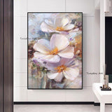 Hot Sale Hand Painted Abstract Pink Flowers Oil Paintings Modern As