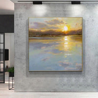 Modern Abstract Landscape Canvas Hand Painted Painting And Sunset Wall Art