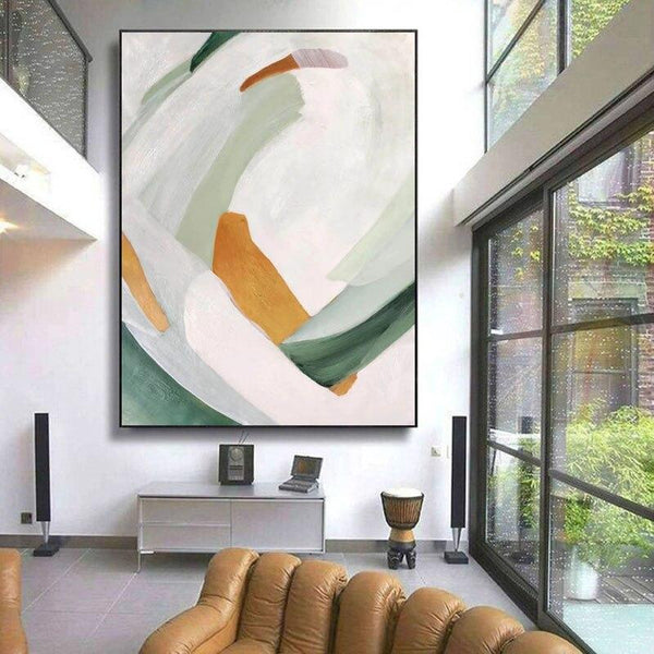 Colour Block Canvas Hand Painted Oil Painting Abstract Style Arts Fashion