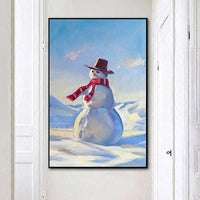 Hand Painted Oil Painting Modern Tree Snowman Canvas Abstract