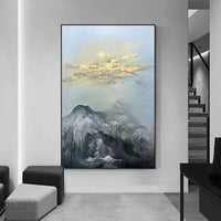 Hand Painted Wall Art Oil Paintings Canvas Gold Foil Mountain View Abstract Arts d