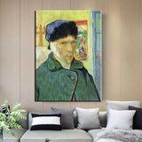 Hand Painted Van Gogh Self-portrait with ears cut off Impression Character Wall Art