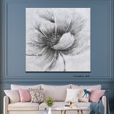 Hot Sale Hand Painted Modern Retro Oil Paintings Gray Flower Wall Art Room Decoration