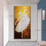 Ballet Dancer Hand Painted Abstract Palette Knife Oil Painting On Canvas