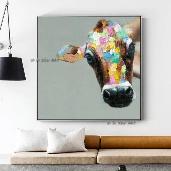 Cow Oil painting On Canvass Paintings Wall Art Canvas Pop art Cattle modern Abstract Hand Painted