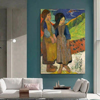 Hand Painted Oil Painting Gauguin The Breton Girl by the Sea for Home