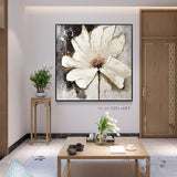 Stylish Hand-Painted Abstract Oil Modern Minimalist Romantic Daisy American Dining Room