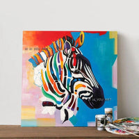 Artist Hand Painted High Quality Pop Fine Art Zebra on Canvas Funny Colorful Animal Zebra for Wall Art