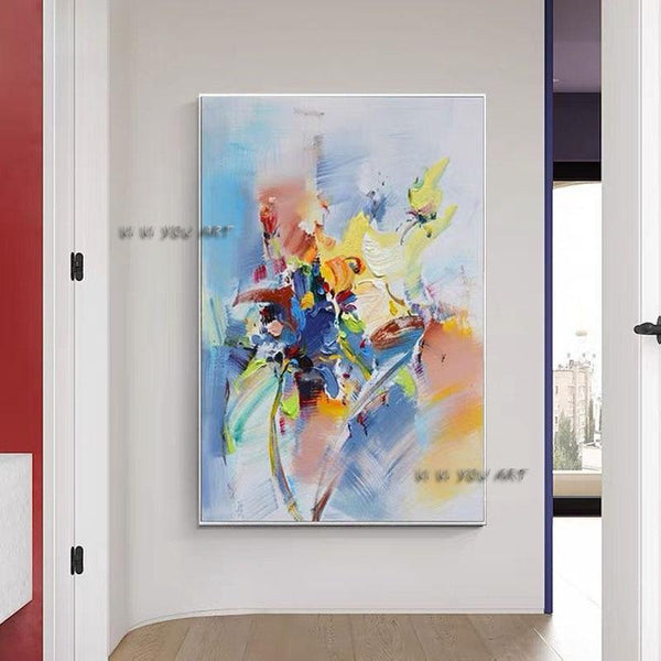 Hand Painted Abstract Bright Color Minimalist Modern On Canvas Decorative