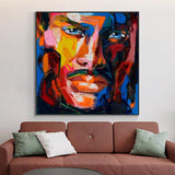 Hand Painted Cool Man Figure Knife Street Modern Abstract Best Quality Oil Painting Fashion Portrait Art