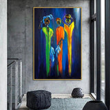 Hand Painted Impression Ethnic Style Three Women Abstract Decoration People Oil Painting Canvas Wall Art Room