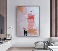 Abstract Pink Oil Painting On Canvas Modern Hand Painted Textured Original Abstract Painting As