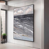 Oil Painting On Canvas Modern Hand Painted Gray Landscape Abstract Wall Art Hallway Decor As