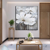 Stylish Hand-Painted Abstract Oil Modern Minimalist Romantic Daisy American Dining Room