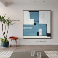 Hand Painted Abstract On Canvas Contemporary Geometric Minimalist Modern Wall Art Decorative