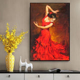 Hand Painted Canvas Art Oil Painting Flamenco Dancer Modern Portrait Beautiful Girl Artwork For Office Wall Decor