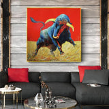 Hand Painted Cool Cow For Home Abstract Animal Posters Modern Canvas Painting Wall Art Decoration