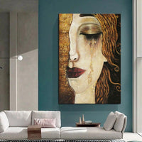 Hand Painted Classic Gustav Klimt Tear Retro Abstract Oil Painting Decor