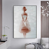 Hand Painted Modern Abstract White Dress Girl Oil Painting On Canvas Art