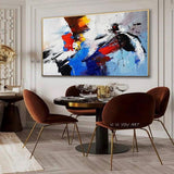 Hand Painted Modern Art Work Red Blue White Abstract Standard Wall Art Canvas Painting Office