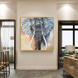 Hand Painted African Animal Oil Painting Canvas Black Elephant Paintings Modern Abstract Wall Art