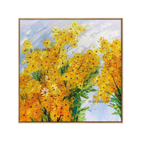 Hand Painted Contemporary Abstract Yellow Flowers Modern Wall Art Minimalist Bedroom Decorations