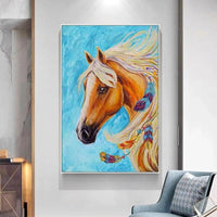 Hand Painted Elegant Horse on Canvas Modern Abstract Animal Animal Oil Painting Decor