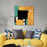 Hand Painted Abstract Colorful Geometry Minimalist Wall Art On Canvas Modern Bedroom